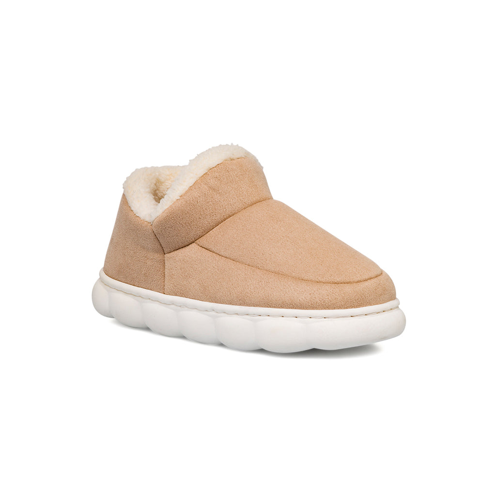 Pantofole beige da Donna in tessuto con pelliccia sintetica Lora Ferres