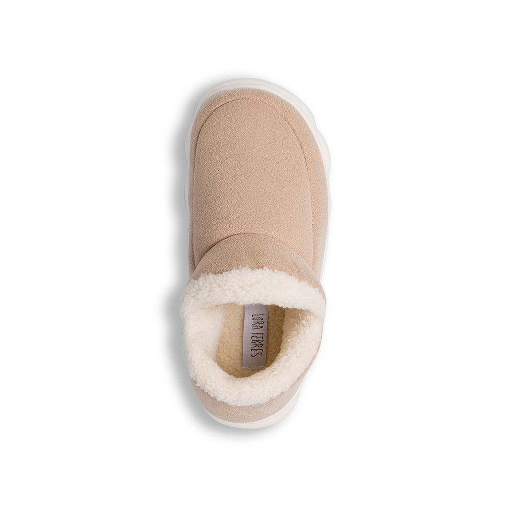 Pantofole beige da Donna in tessuto con pelliccia sintetica Lora Ferres