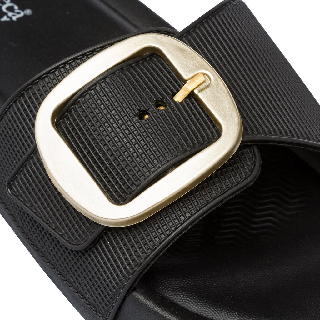 Ciabatte nere da Donna con fibbia dorata De Fonseca