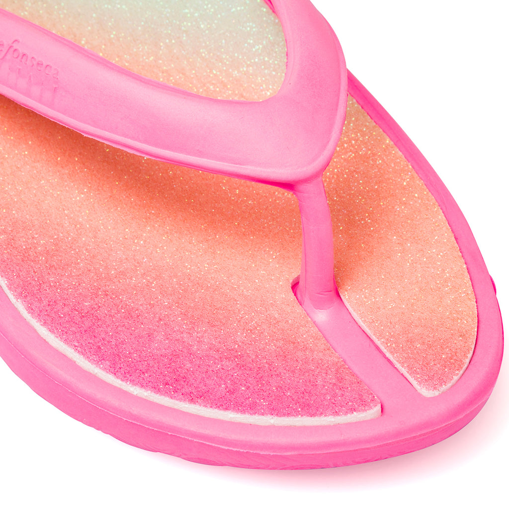 Ciabatte infradito da donna fucsia con sottopiede multicolore De Fonseca Capri