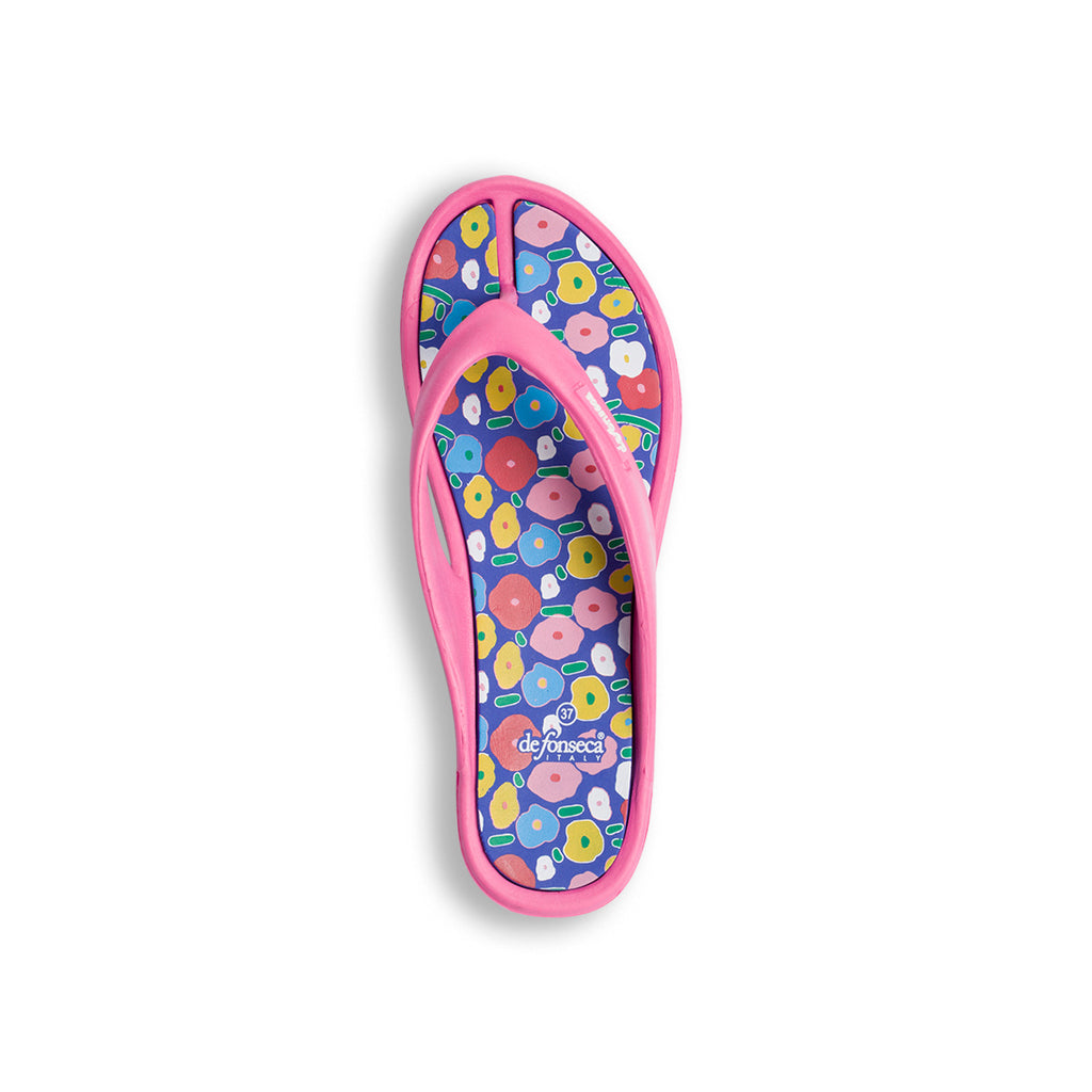 Ciabatte infradito fucsia da donna con stampa colorata De Fonseca