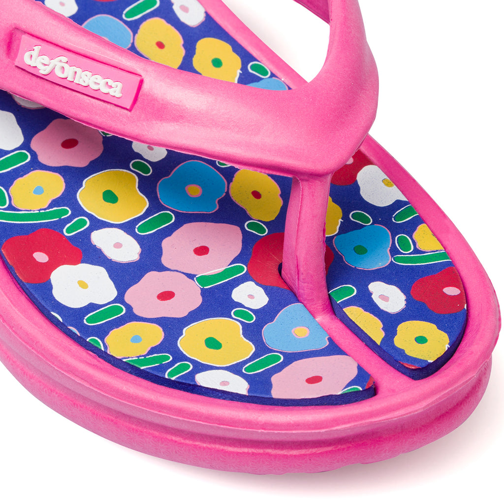 Ciabatte infradito fucsia da donna con stampa colorata De Fonseca