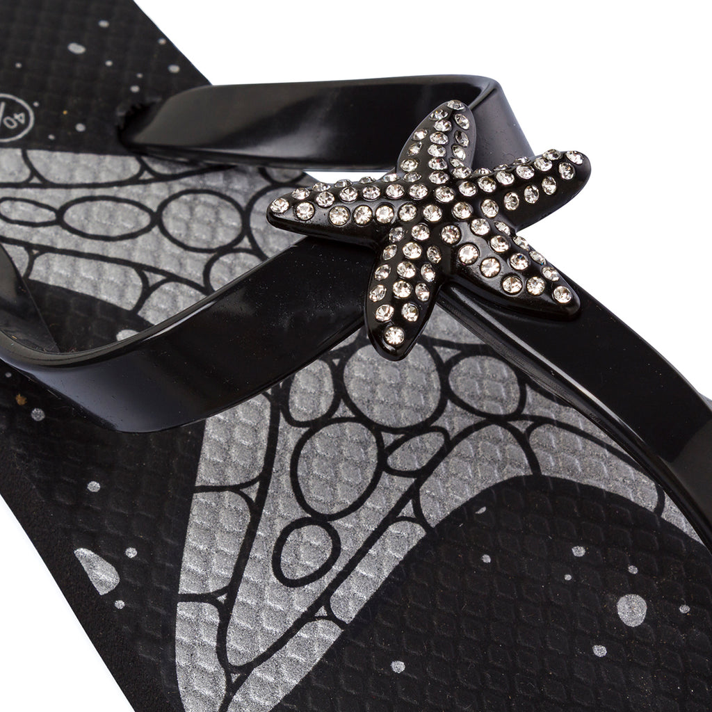Ciabatte infradito nere da Donna con dettagli strass De Fonseca