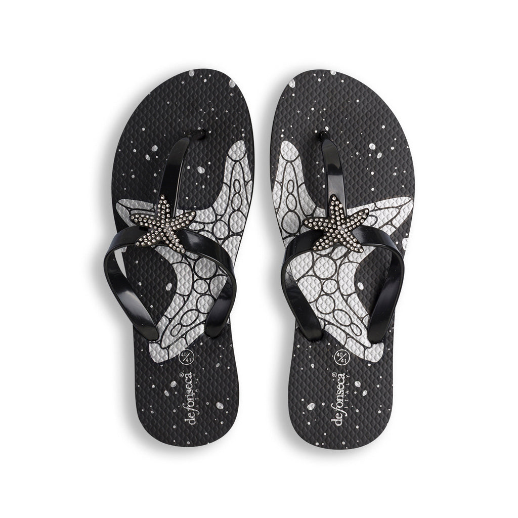 Ciabatte infradito nere da Donna con dettagli strass De Fonseca
