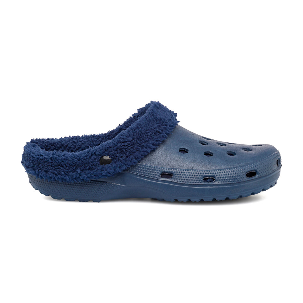 Pantofole da uomo blu in gomma con interno in finto pelo Feetty