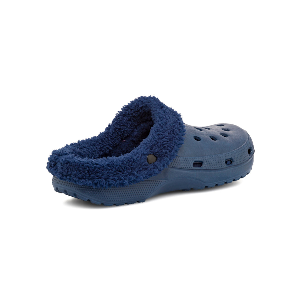 Pantofole da uomo blu in gomma con interno in finto pelo Feetty