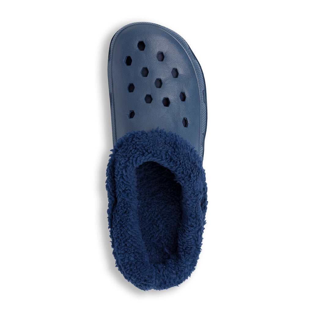 Pantofole da uomo blu in gomma con interno in finto pelo Feetty