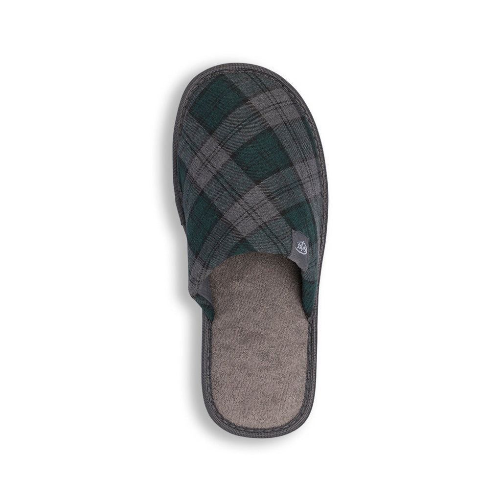 Pantofole da uomo Griff grigie e verdi in tessuto fantasia tartan
