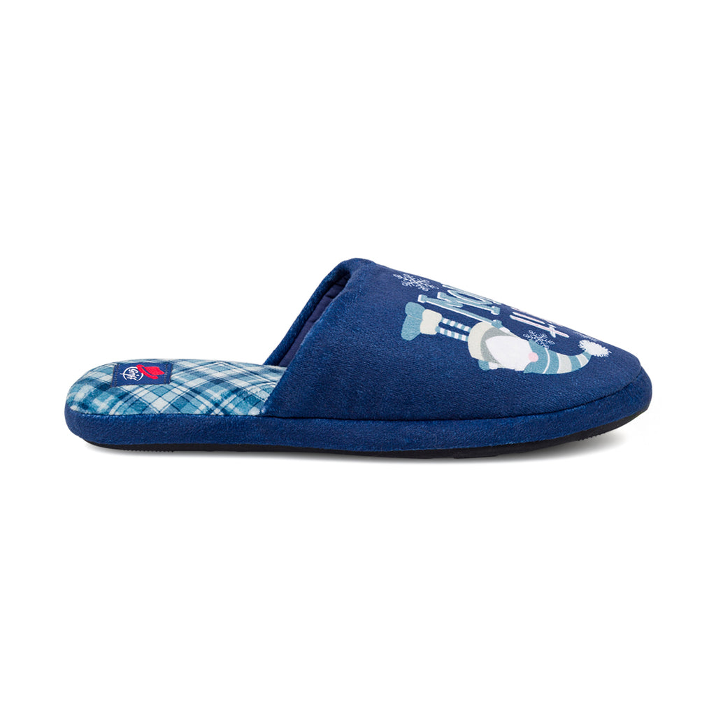 Pantofole da uomo blu Griff con stampa Let It Snow e design scozzese