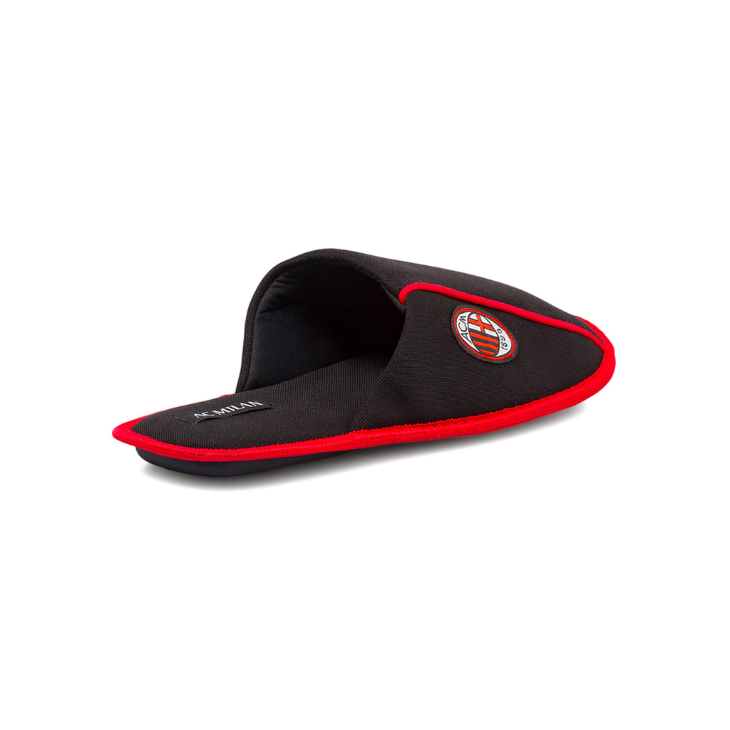 Pantofole da uomo Milan nere con logo e inserti rossi