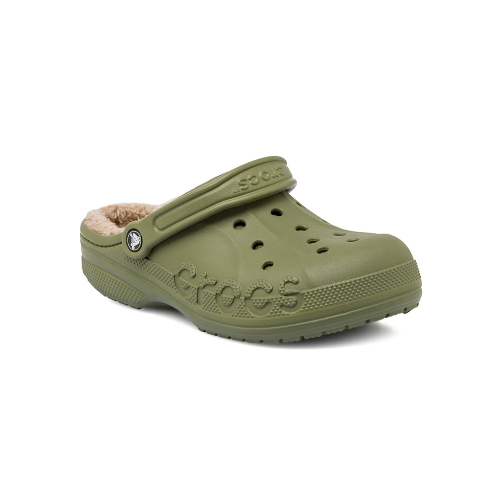 Ciabatte Baya Lined Clog Unisex verdi foderate con imbottitura calda Crocs