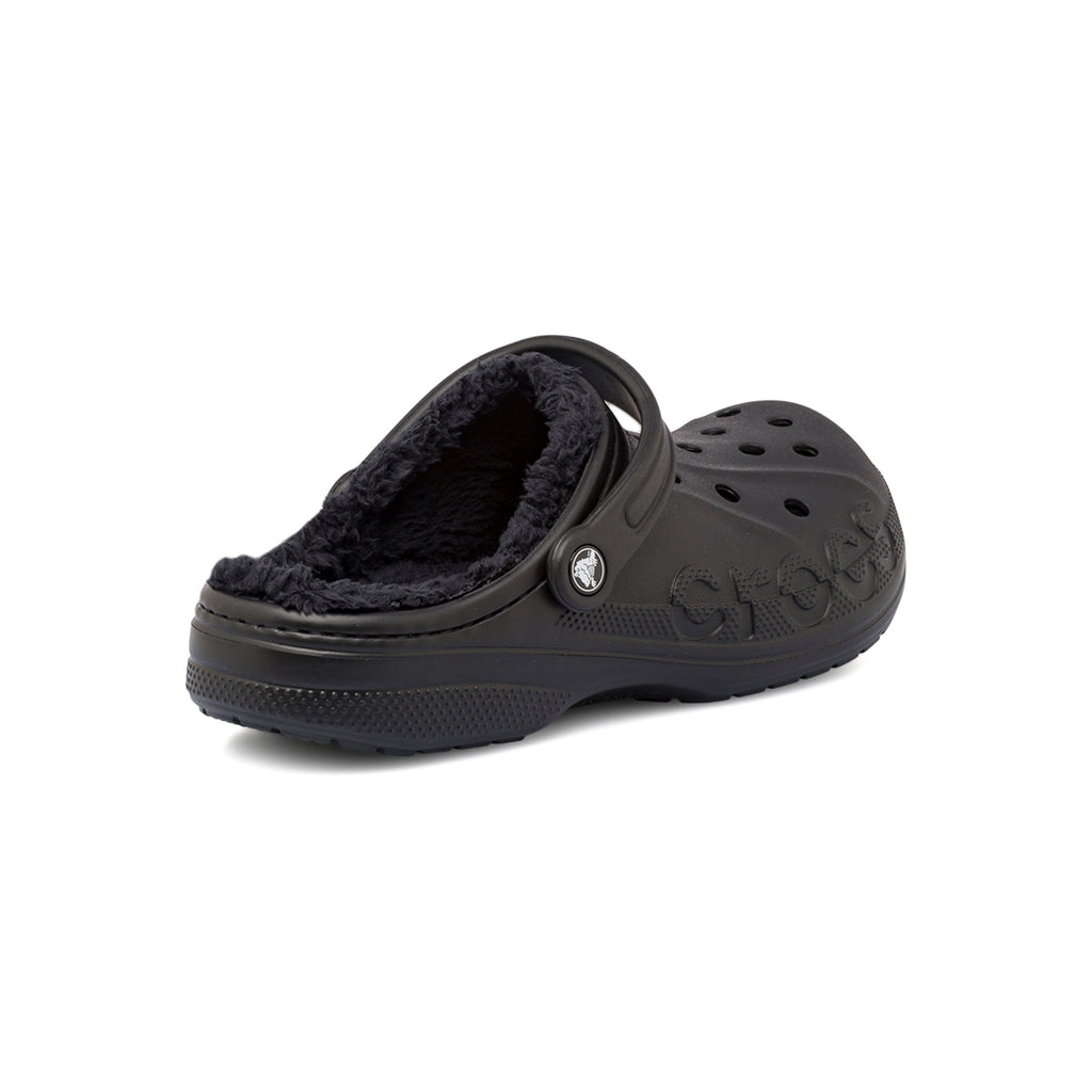 Ciabatte Baya Lined Clog Unisex nere con interno in pelliccia sintetica Crocs