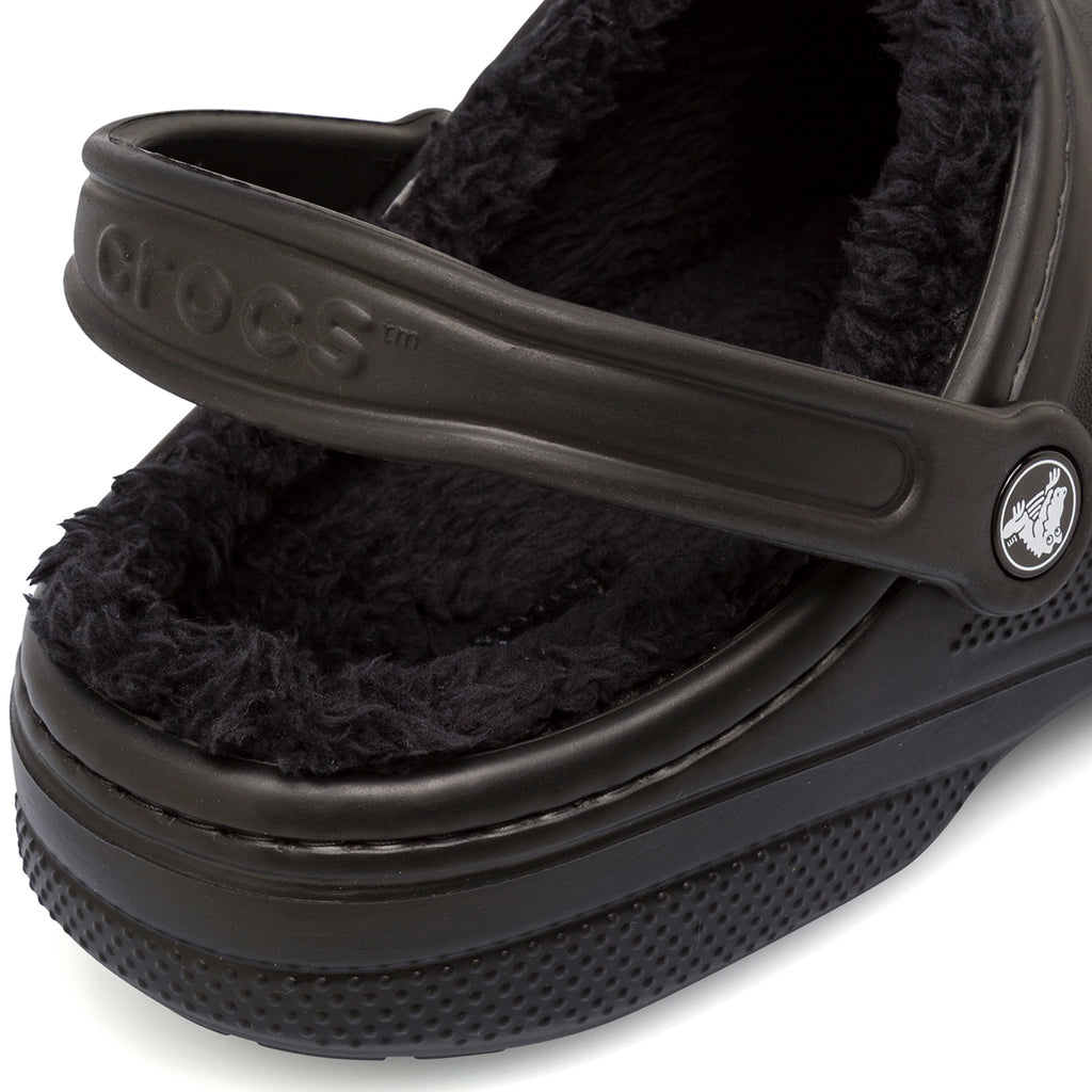Ciabatte Baya Lined Clog Unisex nere con interno in pelliccia sintetica Crocs