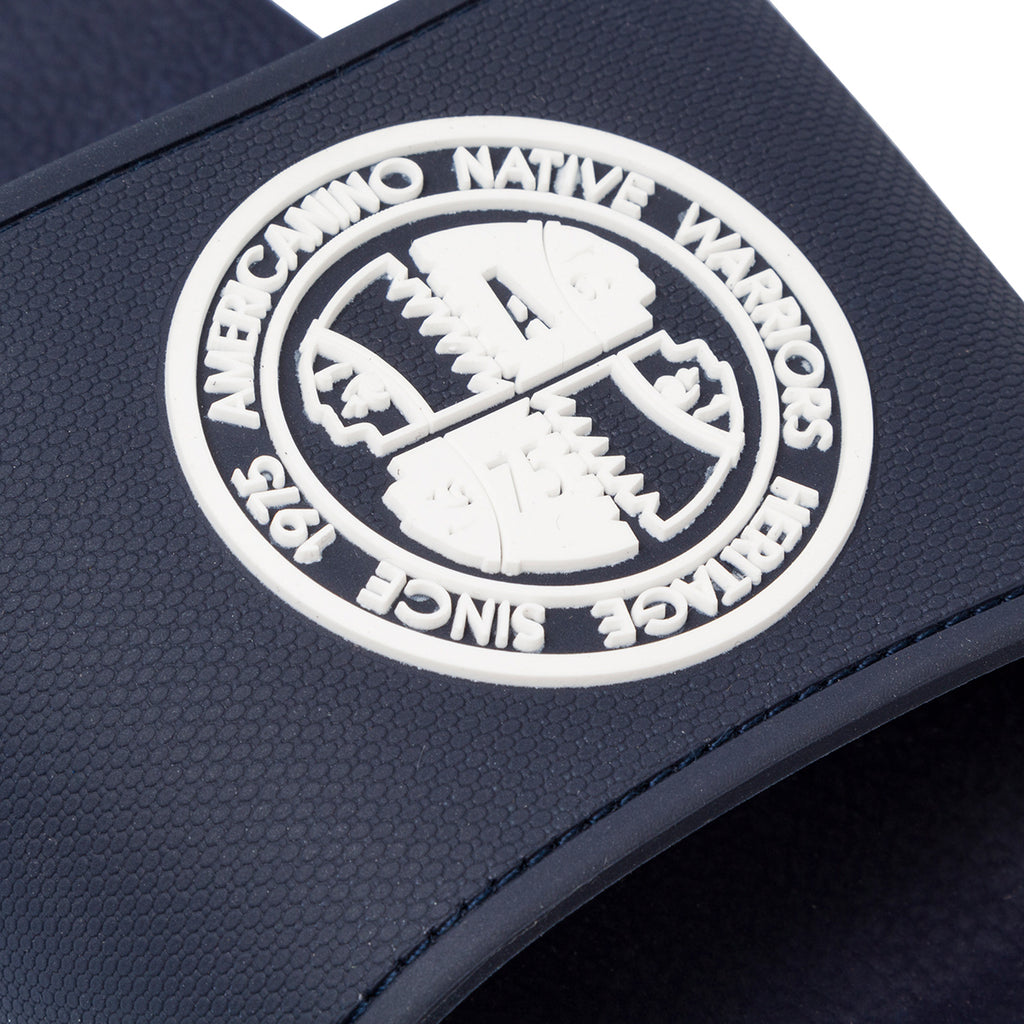 Ciabatte da uomo blu con fascia singola e logo Americanino