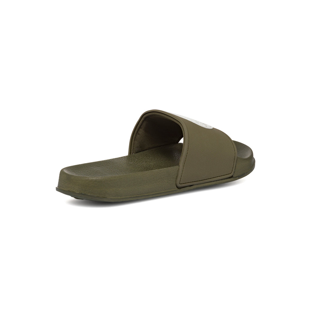 Ciabatte da uomo verde militare con fascia singola e logo Americanino