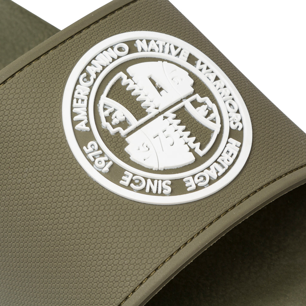 Ciabatte da uomo verde militare con fascia singola e logo Americanino