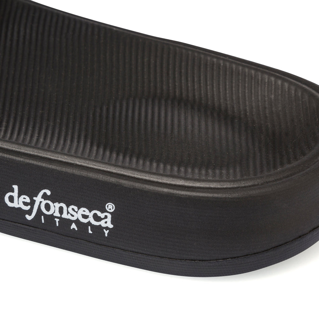 Ciabatte da uomo nere con dettagli fantasia militare De Fonseca