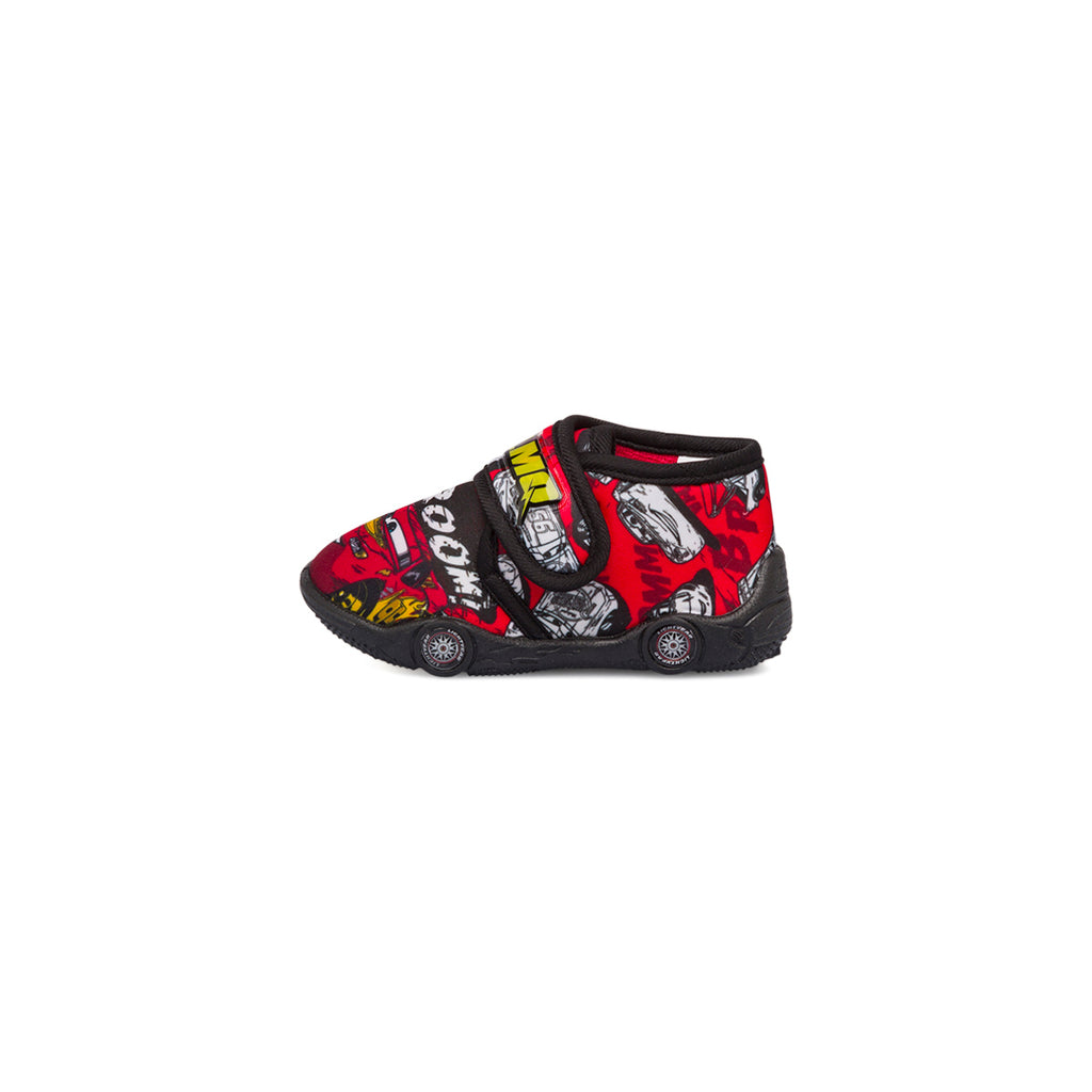 Pantofole da bambino rosse e nere con logo Cars