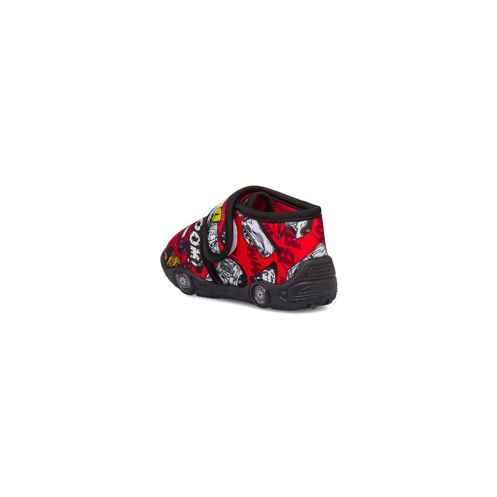 Pantofole da bambino rosse e nere con logo Cars