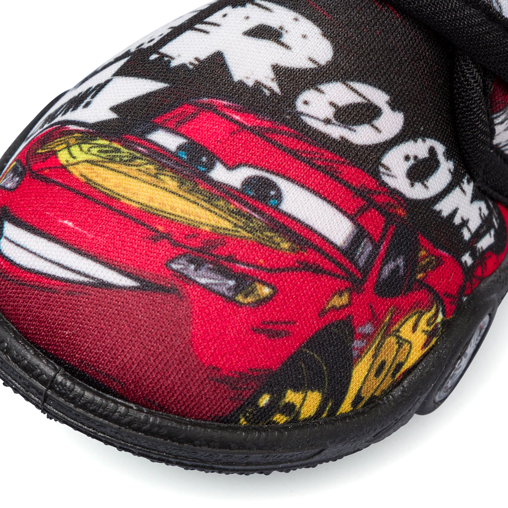 Pantofole da bambino rosse e nere con logo Cars