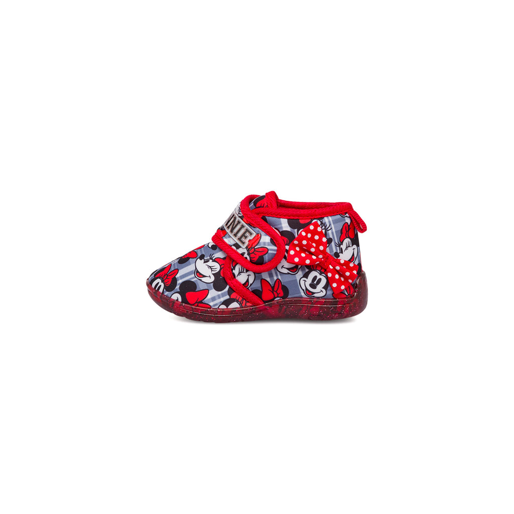 Pantofole da bambina rosse e grigie con stampe Minnie