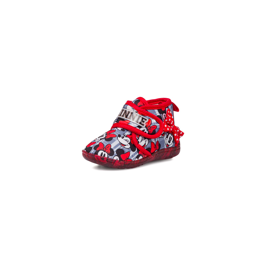 Pantofole da bambina rosse e grigie con stampe Minnie
