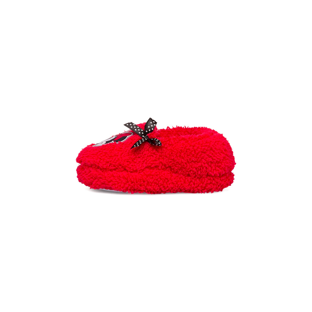 Pantofole da bambina rosse con logo e fiocco Minnie