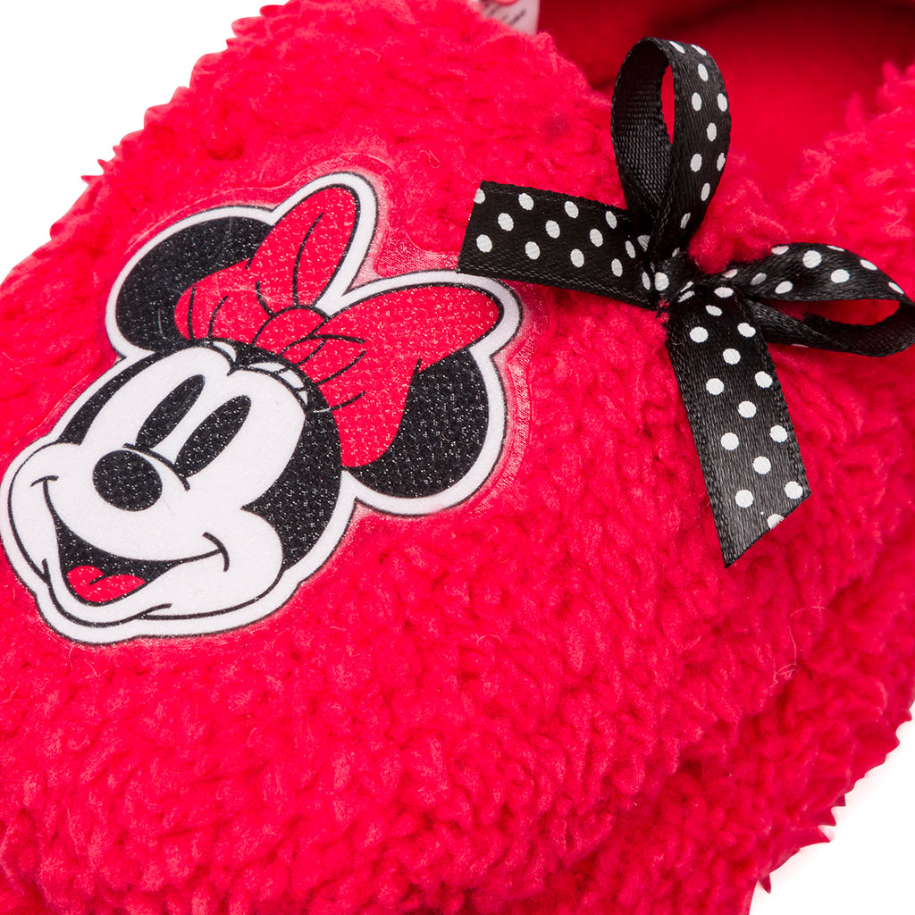 Pantofole da bambina rosse con logo e fiocco Minnie