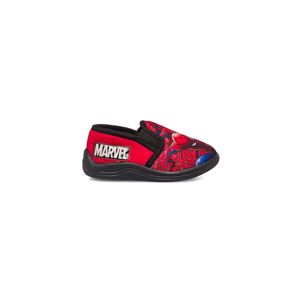 Pantofole da bambino rosse e nere con logo Spiderman