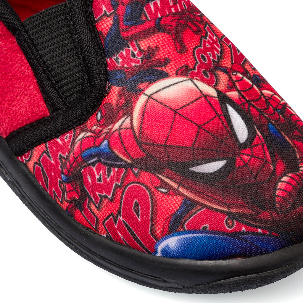 Pantofole da bambino rosse e nere con logo Spiderman