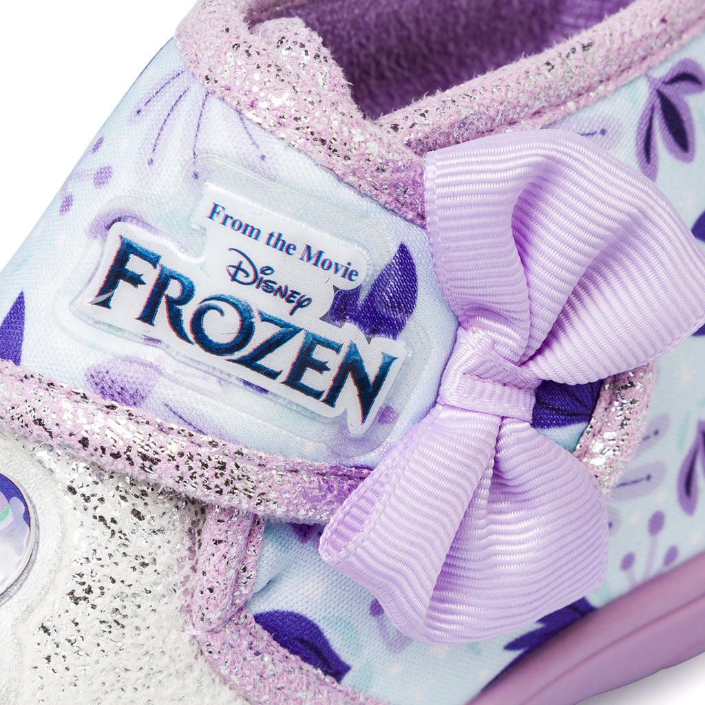 Pantofole da bambina lilla con glitter e stemma Frozen