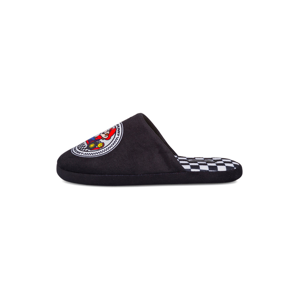Pantofole da ragazzo nere e bianche con logo Mario Kart