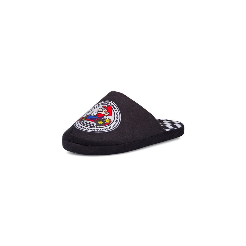 Pantofole da ragazzo nere e bianche con logo Mario Kart