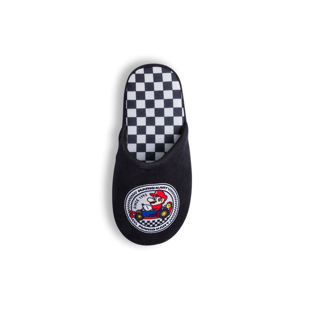 Pantofole da ragazzo nere e bianche con logo Mario Kart