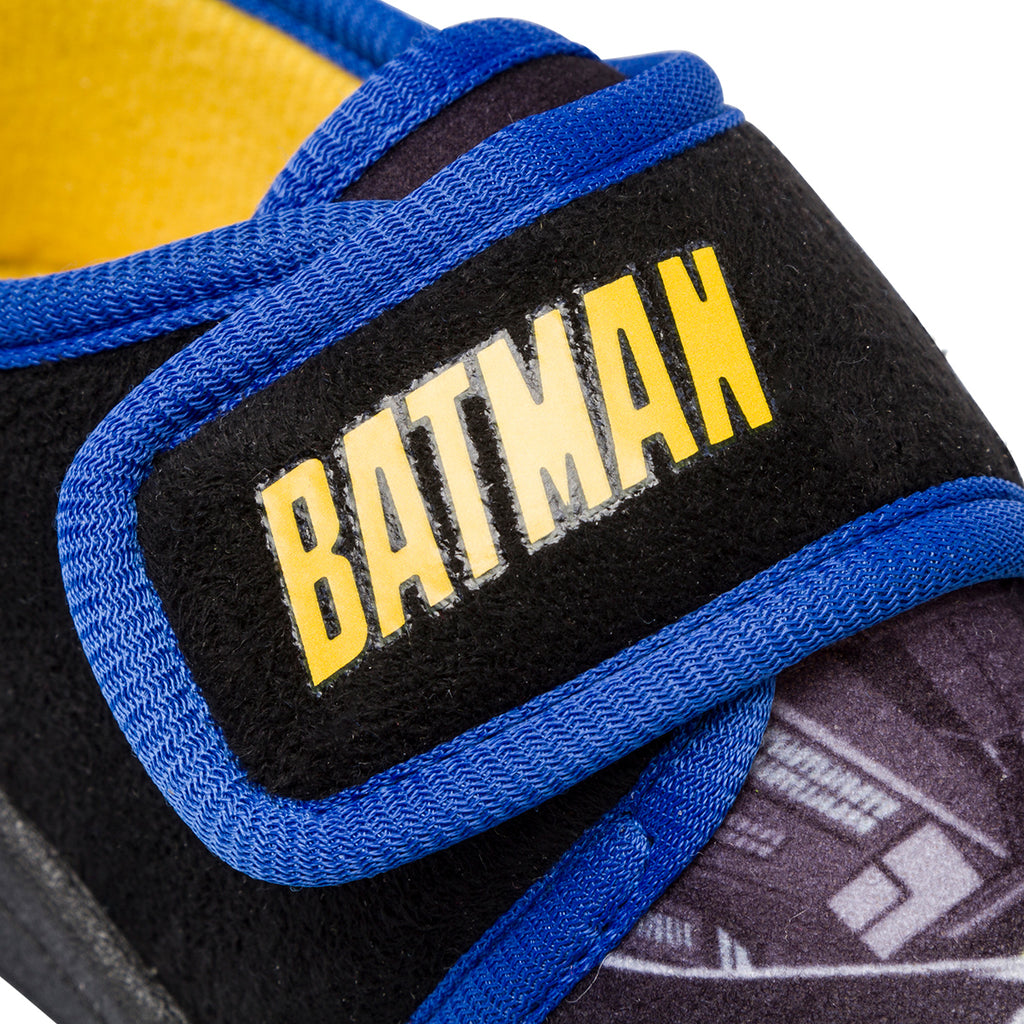 Pantofole da bambino nere e blu con logo Batman