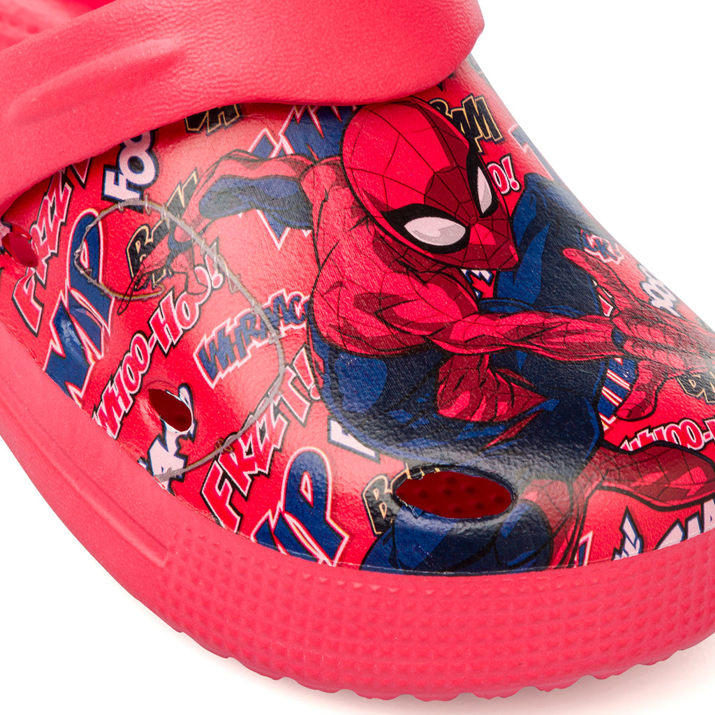 Ciabatte Sabot rosse da bambino con stampa Spiderman