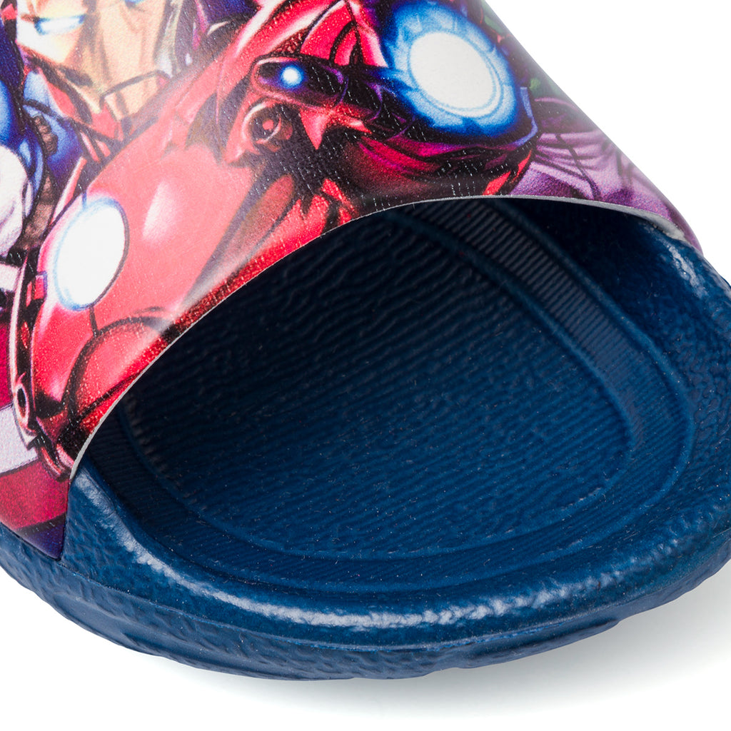 Ciabatte da bambino blu fascia singola e stampa Avengers