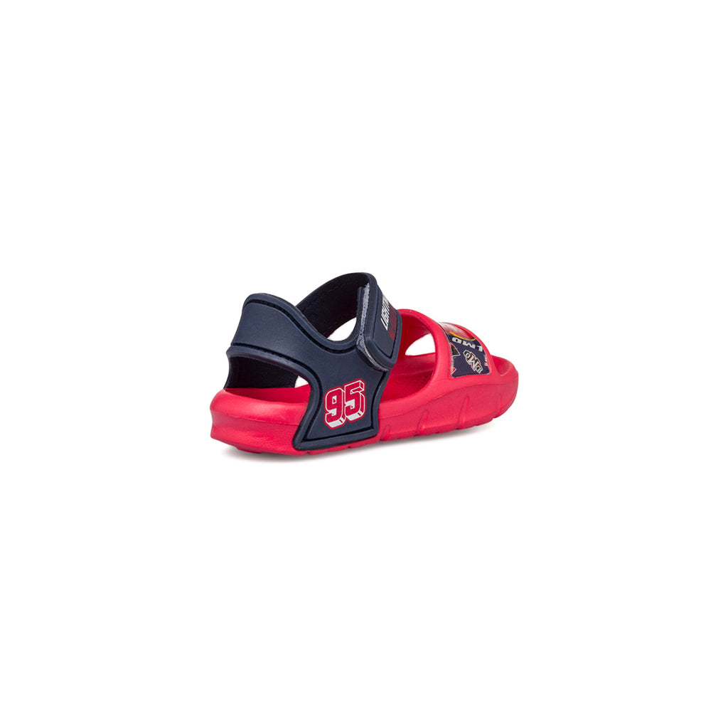 Sandali da bambino blu e rossi con logo Cars