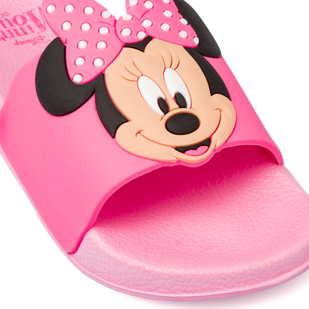 Ciabatte da bambina rosa fascia singola con logo frontale Minnie