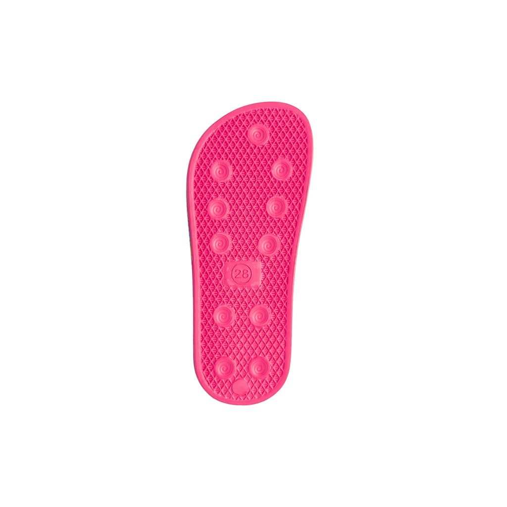 Ciabatte da bambina fascia singola fucsia con logo frontale Barbie