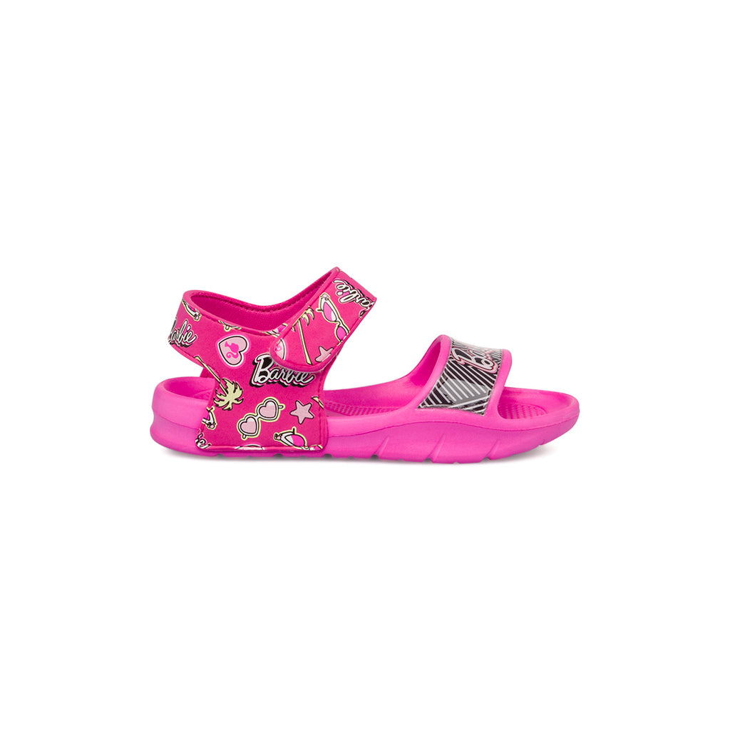 Sandali da bambina in gomma fucsia con stampe Barbie