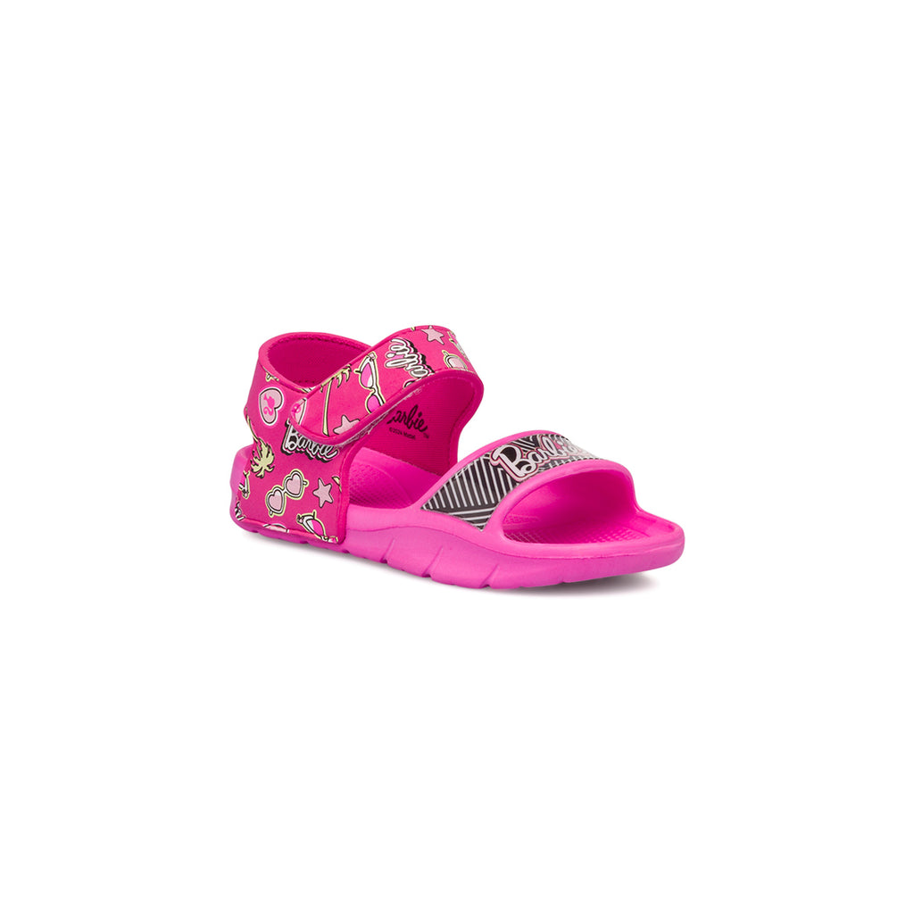 Sandali da bambina in gomma fucsia con stampe Barbie