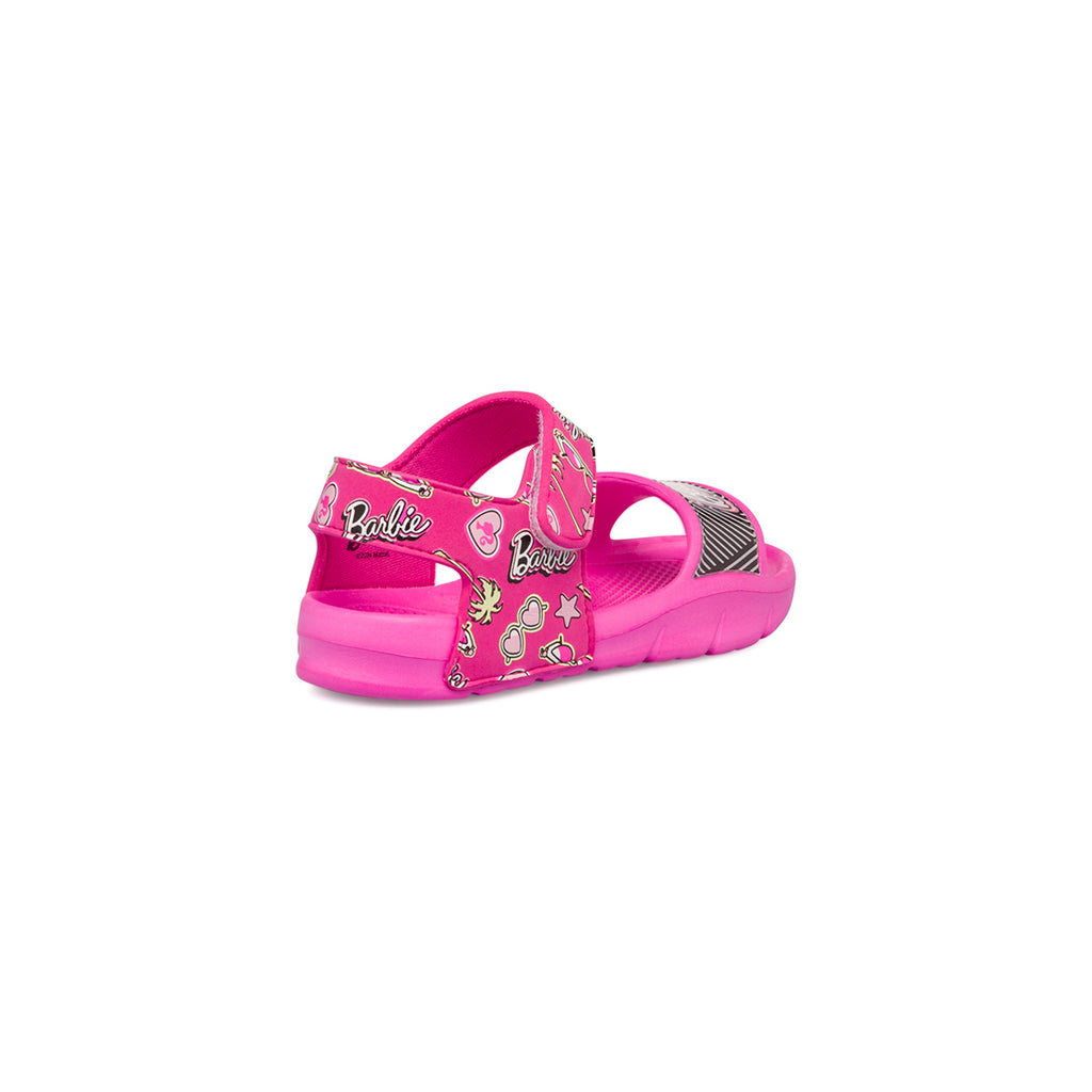 Sandali da bambina in gomma fucsia con stampe Barbie