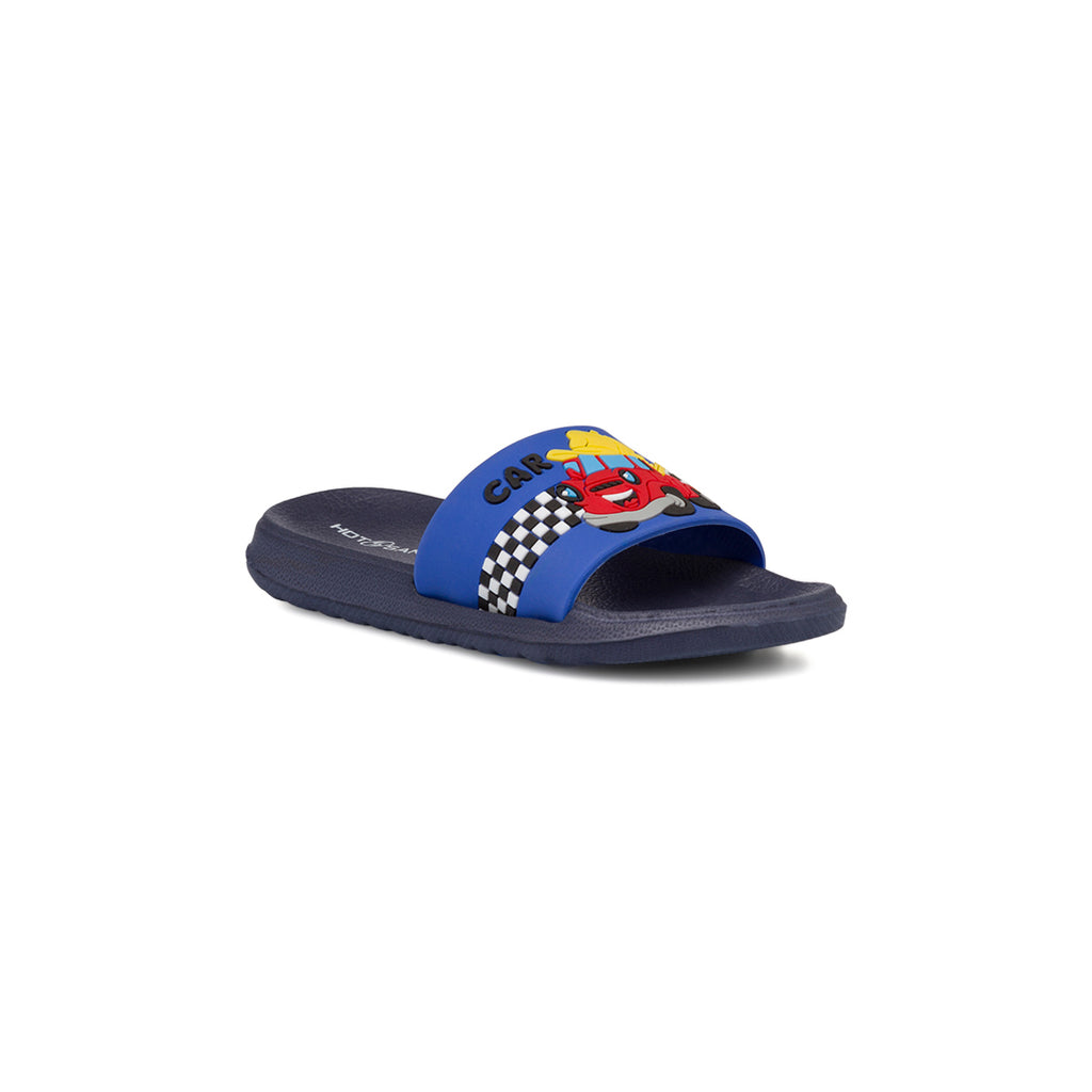 Ciabatte da bambino blu con logo auto Hot Sand