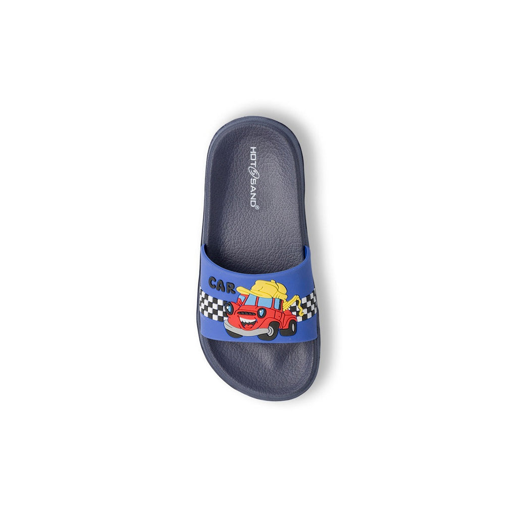 Ciabatte da bambino blu con logo auto Hot Sand