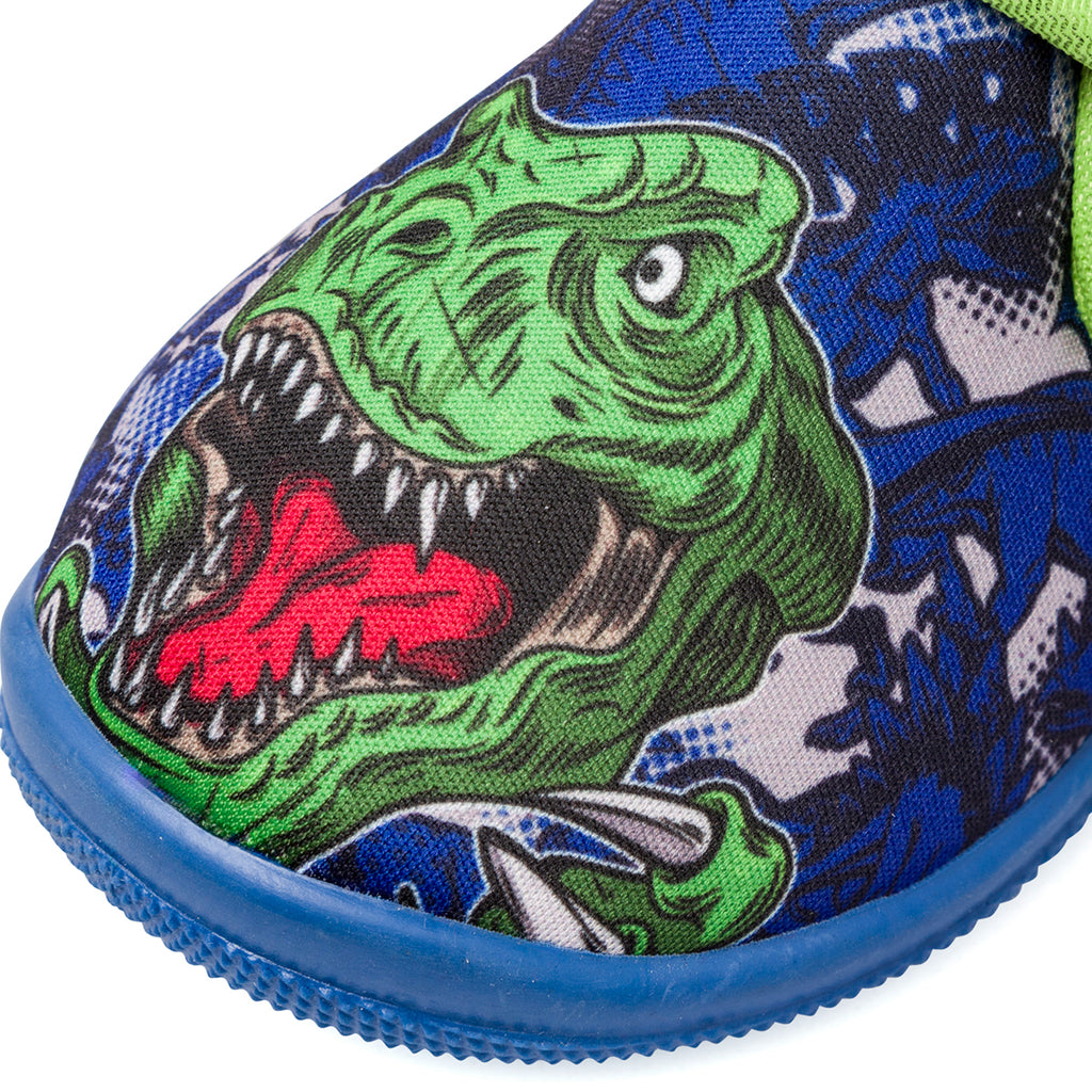 Pantofole blu da bambino Dinosauri con stampe