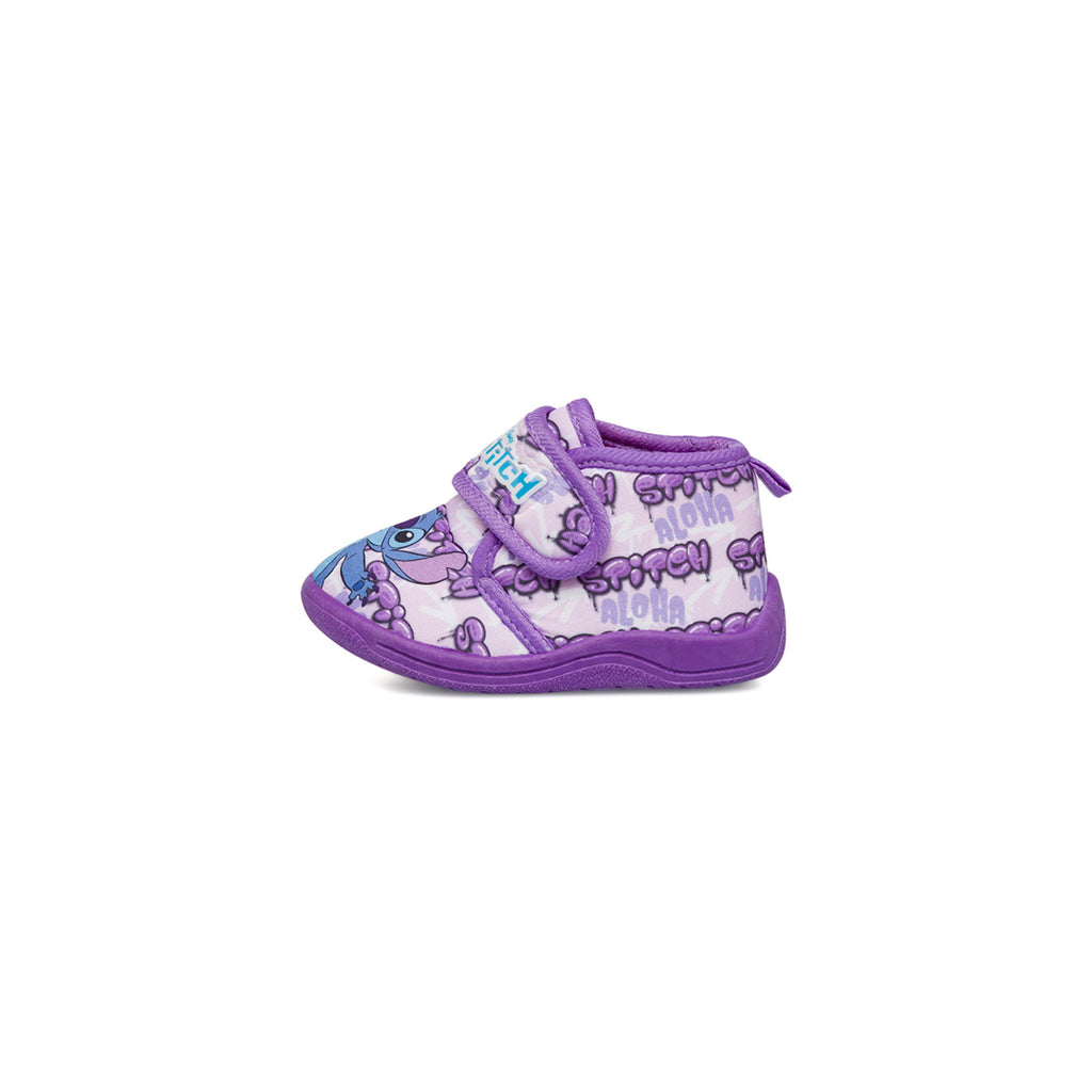 Pantofole lilla da bambina e bambino con stampe Stitch