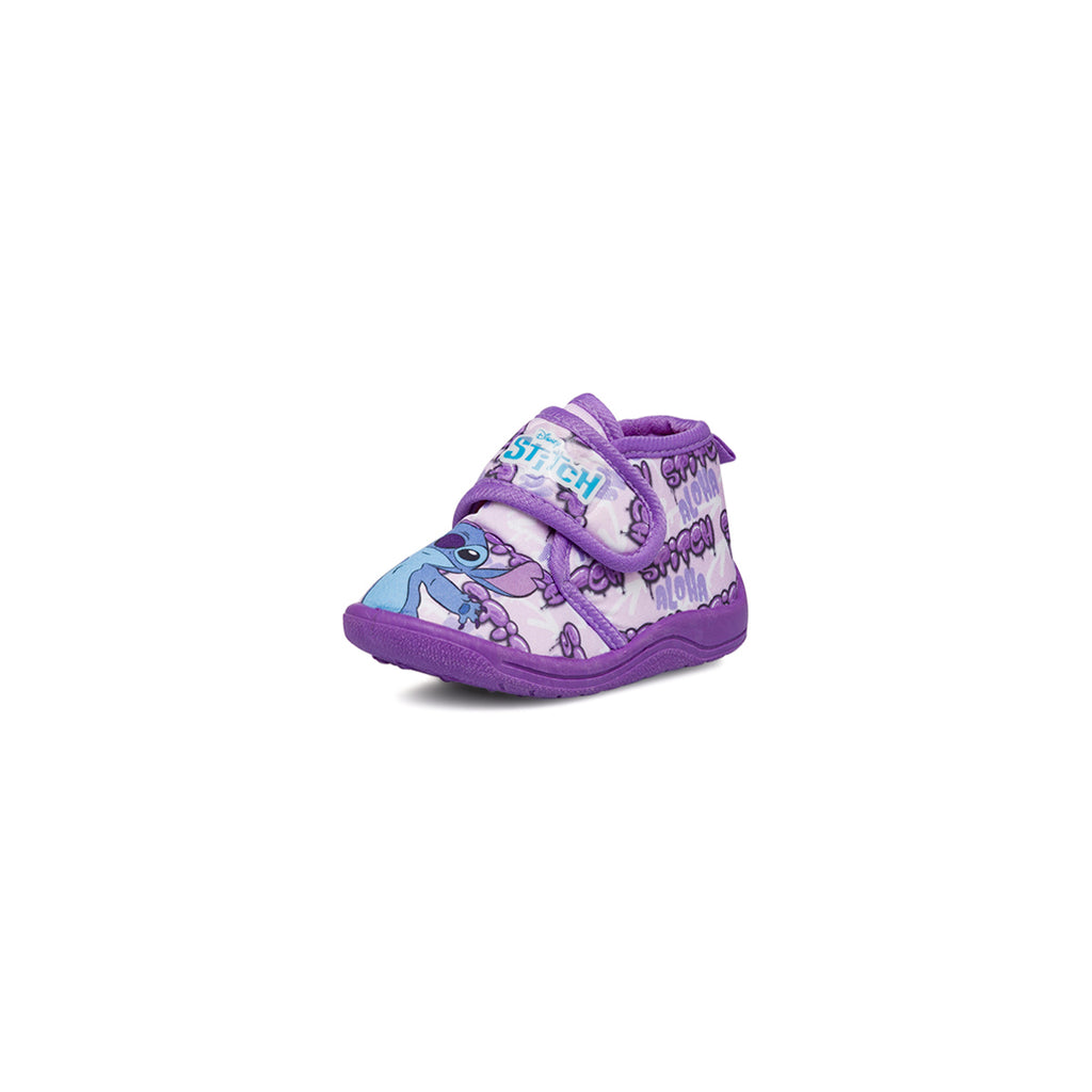 Pantofole lilla da bambina e bambino con stampe Stitch