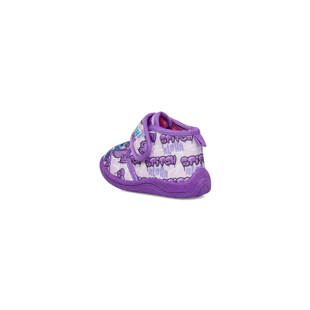Pantofole lilla da bambina e bambino con stampe Stitch