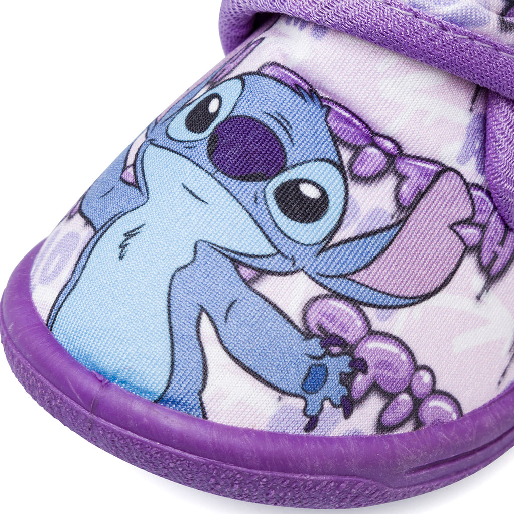 Pantofole lilla da bambina e bambino con stampe Stitch